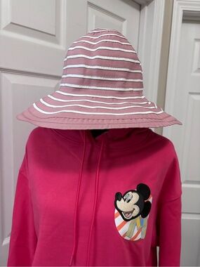 Pink Striped Sun Hat - Women's Wide-Brim Beach Hat